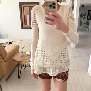 Anthropologie Sunday In Brooklyn Fiona Sweater Top Cream Size S